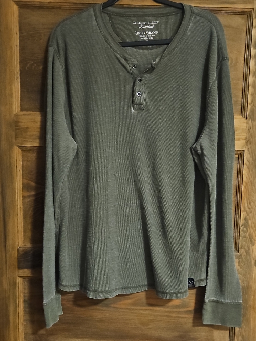 Lucky Brand Men's Olive Henley Long-Sleeve Pullover
